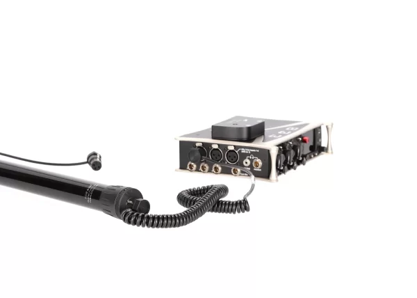 VDB BOOMPOLES CS-EXT cable mounted between VDB boompole & sound devices mixer